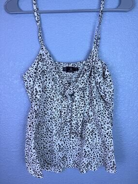 Volcom Tank Top Womens Medium White Animal Print Bow Front Cami Viscose